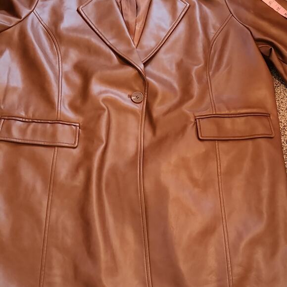 NWT Brown Vegan Leather Trench Coat With the Girls By Avec Les Filles Size 3X - Picture 14 of 15